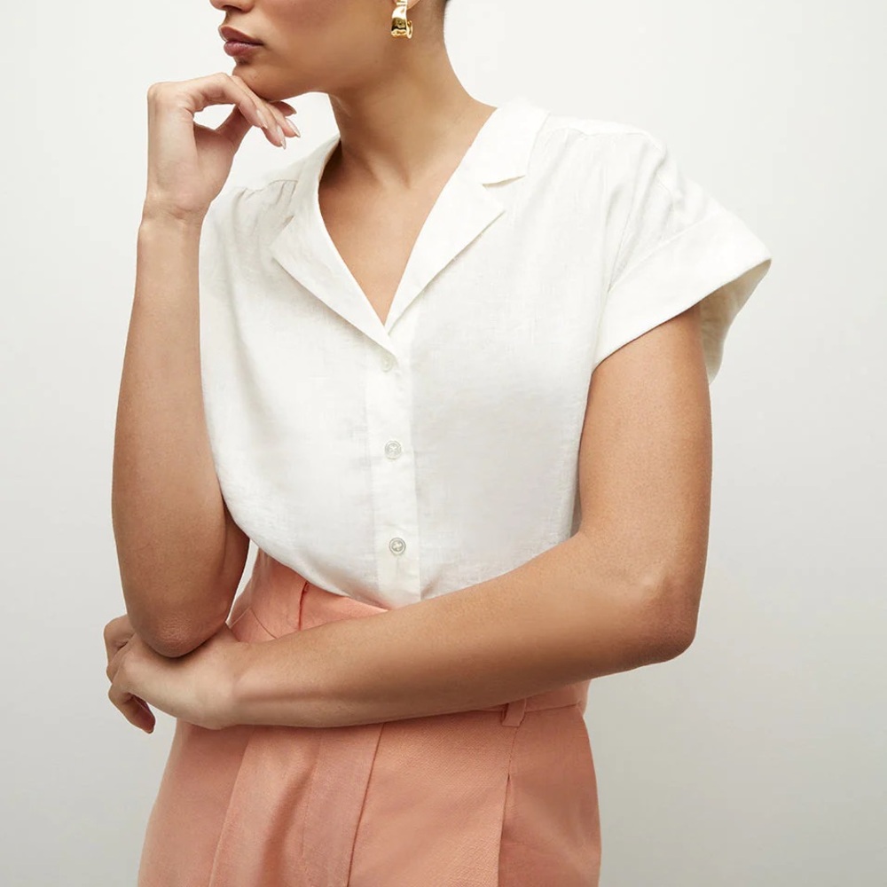 Veronica Beard Kasa Top 100% Linen